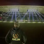 Eclairage du stade du Hameau pour la section paloise assuré par Axilon pour événements sportifs et événementiels
